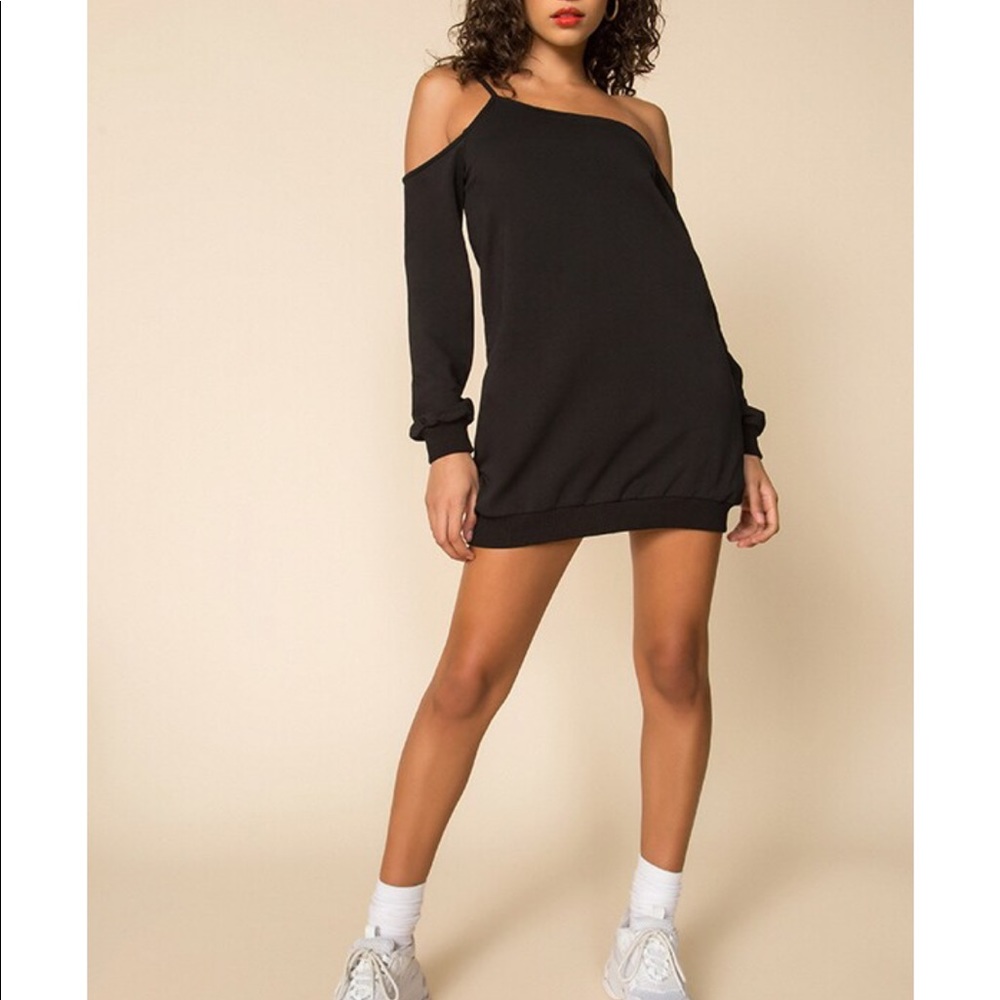 Superdown Off the Shoulder Sweatshirt Mini Dress - Size XXS